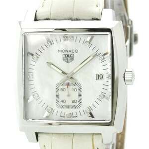 TAG HEUER Monaco Lady Diamond MOP Dial Quartz Watch WAW131B Polished